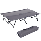 Outsunny Pat de camp pliabil dublu 2 persoane 193 x 125 x 40 cm poliester Oxford metal gri | Aosom Romania