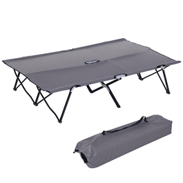 Outsunny Pat de camp pliabil dublu 2 persoane 193 x 125 x 40 cm poliester Oxford metal gri | Aosom Romania