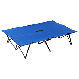 Outsunny Pat de campanie dublu pliabil pentru 2 persoane până la 136 kg 193 x 125 x 40 cm poliester Oxford metal albastru | Aosom Romania