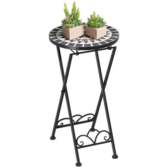 Outsunny Suport pentru plante Ø36 x 67 cm Suport pentru flori pliabil rotund pentru balcon mozaic de piatră grădină interior exterior multicolor | Aosom Romania
