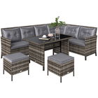 Outsunny Set de mobilier de grădină din PE-Rattan, pentru 5 persoane, Set de lounge din rattan, perne detașabile, Gri + Maro | Aosom Romania