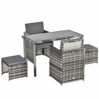 Outsunny Polyrattan Sitzgruppe pentru 4 persoane Essgruppe Gartenset Garnitur cu Pernă, Gri | Aosom Romania