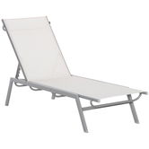 Outsunny Şezlong de Gradina Relaxliege cu Spătar Reglabil în 5 Trepte din Metal Crem 170 x 58 x 97 cm | Aosom Romania