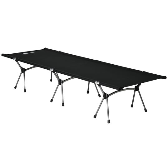 Outsunny Pat Pliant de Camping din Aluminiu cu Geantă pentru Transport înălțime Reglabilă până la 150kg Capacitate Oxford Negru 190 x 65 x 38 cm | Aosom Romania