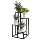 Outsunny Raft pentru plante raft pentru flori din metal și lemn, 4 nivele de înălțimi diferite, stil industrial, 34 x 34 x 66 cm | Aosom Romania