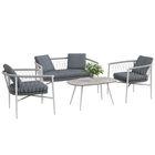 Outsunny Mobilier de grădină, 4 piese, Funcție de leagăn, Perne pentru șezut, Rattan PE, Cadru metalic, Gri | Aosom Romania