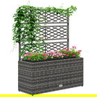 Outsunny Ghiveci pentru plante cu trei bazine 33L din rășină impletită și oțel dim. 84L x 30L x 107H cm | Aosom Romania