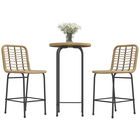 Outsunny Set 3 piese 1 masă rotundă înaltă design boem + 2 tabureți rotunzi cu suport pentru picioare din metal pentru 2 persoane natural | Aosom Romania