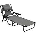 Outsunny Șezlong de grădină pliabil cu spătar reglabil în 4 poziții, orificiu pentru citit și pernă suport cap 72L x 194l x 31H cm Gri | Aosom Romania
