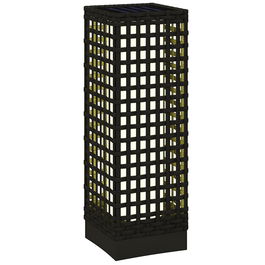 Outsunny Lampă de exterior cu panou solar, activare automată, 8 ore de funcționare, imitație de ratan, oțel, 15,5 x 15,5 x 46 cm, Negru | Aosom Romania