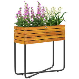 Outsunny Ghiveci cu suport pentru flori găuri de drenaj lemn acacia 62 x 22,5 x 61 cm efect lemn natural | Aosom Romania