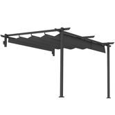 Outsunny Pavilion, 3 x 3 m Pergolă, Acoperiș de terasă rezistent la vânt, Montare pe perete, Acoperiș ajustabil, pentru grădină, terasă, Gri închis | Aosom Romania