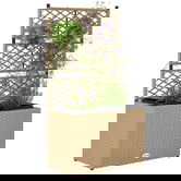 Outsunny Jardiniieră pentru plante cu trei băci în rășină împletită și oțel 57 x 30 x 107 cm nisip | Aosom Romania