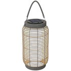 Outsunny Lampadaire d`extérieur solaire en rășină imitată în țesătură luminaire LED de jardin en oțel cu pornire/oprire automată gri | Aosom Romania