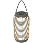 Outsunny Lampadaire d'extérieur solaire en rășină imitată în țesătură luminaire LED de jardin en oțel cu pornire/oprire automată gri | Aosom Romania