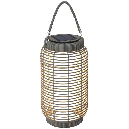 Outsunny Lampadaire d`extérieur solaire en rășină imitată în țesătură luminaire LED de jardin en oțel cu pornire/oprire automată gri | Aosom Romania