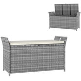 Outsunny Bancă cutie de depozitare exterioară din rășină țesută 250L cu pernă detașabilă, pentru grădină, balcon, crem | Aosom Romania