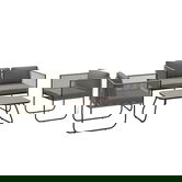 Outsunny Set de mobilier de grădină din poliratan lounge cu canapea, scaun, masă, perne rezistente la intemperii 116 x 60 x 69 cm maro + gri închis | Aosom Romania
