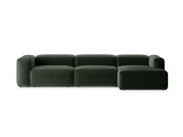 Coltar dreapta 4 locuri, Bergamo, Cosmopolitan Design, 344x152x70 cm, tesatura structurata, verde muschi