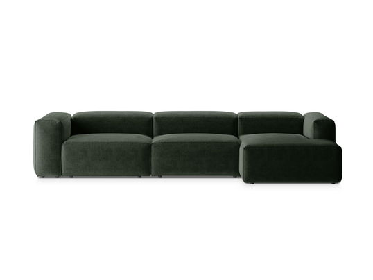 Coltar dreapta 4 locuri, Bergamo, Cosmopolitan Design, 344x152x70 cm, tesatura structurata, verde muschi