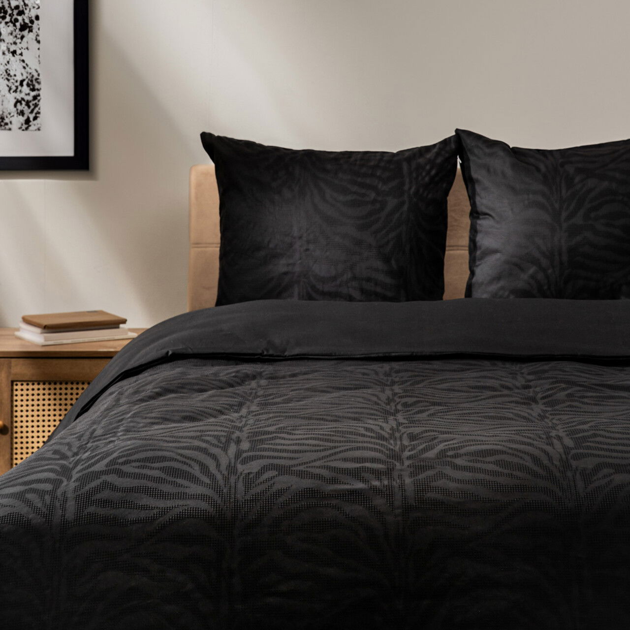 Lenjerie de pat dubla Lyra, Homla, 3 piese, 160x200 cm, bumbac, negru