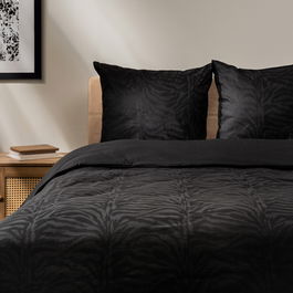 Lenjerie de pat dubla Lyra, Homla, 3 piese, 160x200 cm, bumbac, negru