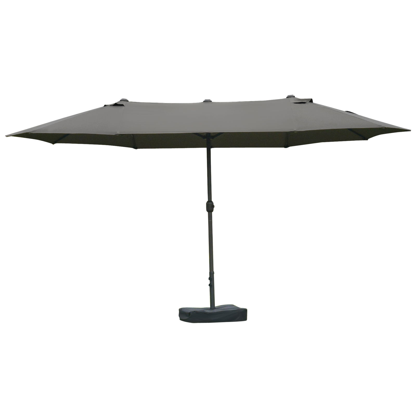Outsunny Umbrelă de grădină exterioară, umbrelă dublă rectangulară 4,6L x 2,7l x 2,4H m cu deschidere și închidere cu manivelă, saci de greutate și bază incluse, pentru balcon, piscină, gri | Aosom Romania
