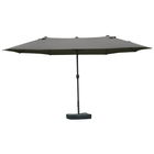 Outsunny Umbrelă de grădină exterioară, umbrelă dublă rectangulară 4,6L x 2,7l x 2,4H m cu deschidere și închidere cu manivelă, saci de greutate și bază incluse, pentru balcon, piscină, gri | Aosom Romania