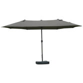 Outsunny Umbrelă de grădină exterioară, umbrelă dublă rectangulară 4,6L x 2,7l x 2,4H m cu deschidere și închidere cu manivelă, saci de greutate și bază incluse, pentru balcon, piscină, gri | Aosom Romania