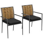 Outsunny Scaune de grădină Scaune de exterior Scaune de terasă, rezistente la intemperii, design modern, 57 x 58 x 87 cm, Maro + Negru + Gri | Aosom Romania