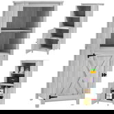 Outsunny Căsuță de unelte cu ușă de grajd, rafturi reglabile, design subțire, lemn de brad, Gri deschis | Aosom Romania