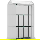 Outsunny Solar cu Raft 3 Nivele, Carcasă Plastic rezistentă la UV, Ușă cu fermoar, 100 x 40 x 150 cm, Alb | Aosom Romania