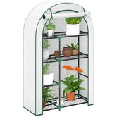 Outsunny Mini solar, solar cu patru niveluri cu acoperire din plastic, portabil, ușă rulabilă, 100 x 45 x 160 cm, alb | Aosom Romania