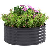 Outsunny Pat de flori, ghiveci de plante din oțel galvanizat cu margini de siguranță, cutie de plante cu bază deschisă, 120 x 120 x 43 cm, Gri Închis | Aosom Romania