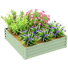 Outsunny Pat de grădină, Jardiniere cu structură de oțel, Verde, 120 x 120 x 30 cm | Aosom Romania