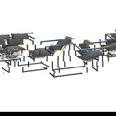 Outsunny Set de mobilier de grădină format din 4 piese, Set de mobilier de exterior, 2 Fotolii, Canapea pentru 2 persoane, 1 Masă, cu perne, Oțel, Poliester, Gri | Aosom Romania