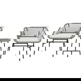 Outsunny Set de mobilier de exterior cu 3 piese, 1 masă, 2 scaune, Împletitură de ratan, Cadru din oțel, Masă de cafea cu blat de sticlă, Gri închis | Aosom Romania