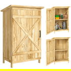 Outsunny Depozit de Grădină din Lemn 63,5x40x90 cm Dulap pentru Depozitarea Uneltelor cu 2 Rafturi și Ușă Natural | Aosom Romania