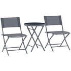 Outsunny Set de bistrou 3 piese pliabil din metal, 2 scaune și 1 masă rotundă, set de grădină exterior pentru 2 persoane, gri | Aosom Romania