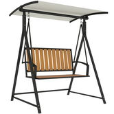 Outsunny Balansoar Hollywood cu acoperiș de soare reglabil, balansoar de grădină pentru două persoane 142 x 112 x 162cm, Negru | Aosom Romania