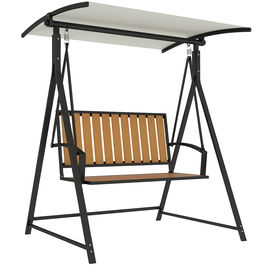 Outsunny Balansoar Hollywood cu acoperiș de soare reglabil, balansoar de grădină pentru două persoane 142 x 112 x 162cm, Negru | Aosom Romania