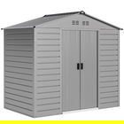 Outsunny Depozit pentru unelte de 2,43 ㎡, 213 x 131 x 192 cm, cu acoperiș în două ape, ușă glisantă blocabilă, rezistent la intemperii, Gri | Aosom Romania