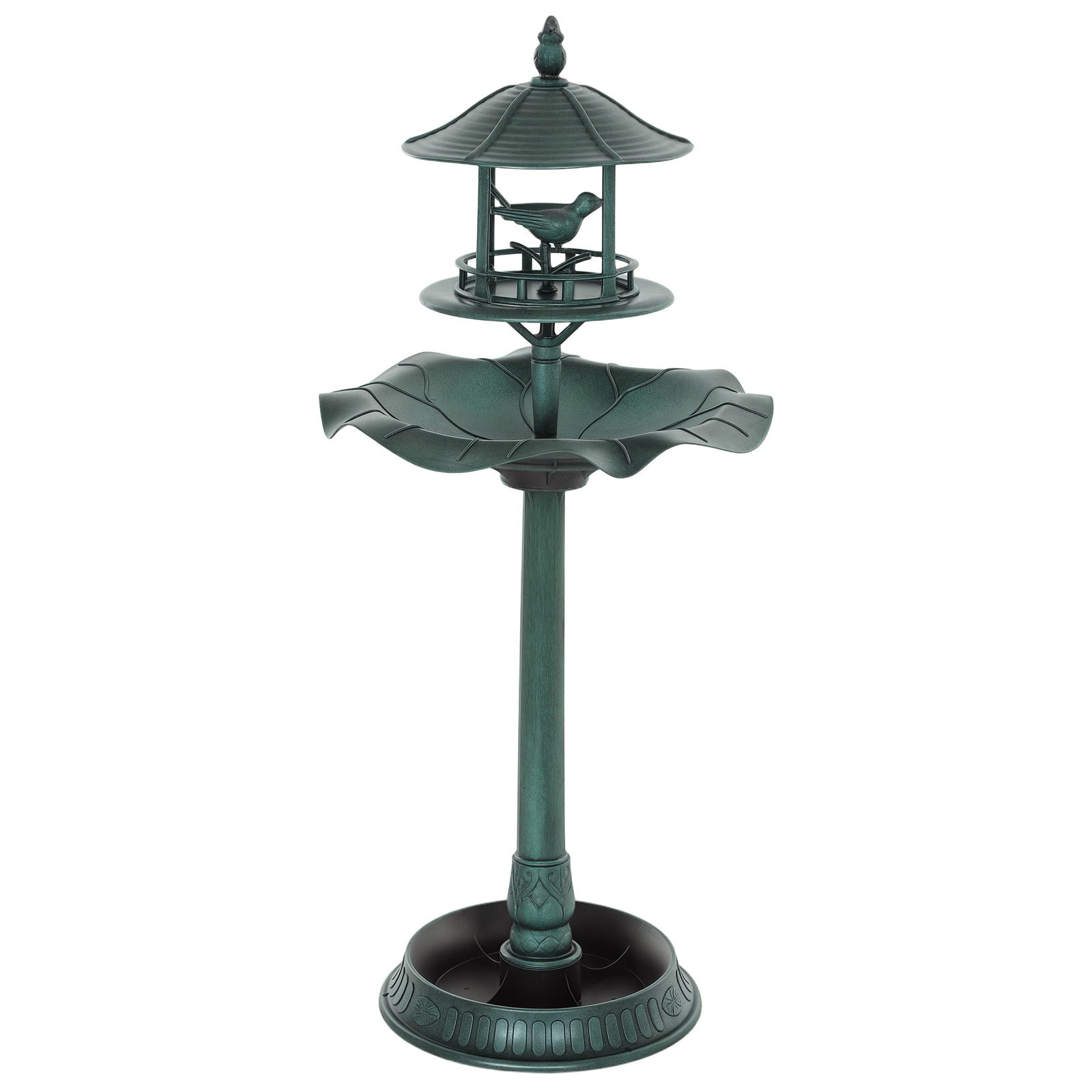 Outsunny Bain d'oiseaux Adăpător pentru Păsări ghiveci 3 în 1 Ø 50 x 113 cm polipropilenă verde-grizonat | Aosom Romania