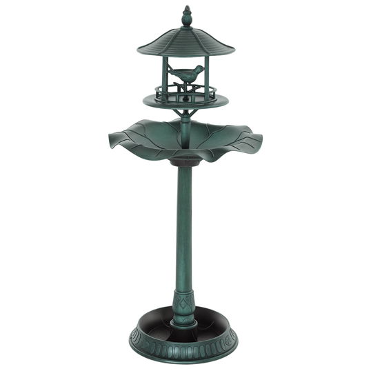 Outsunny Bain d`oiseaux Adăpător pentru Păsări ghiveci 3 în 1 Ø 50 x 113 cm polipropilenă verde-grizonat | Aosom Romania