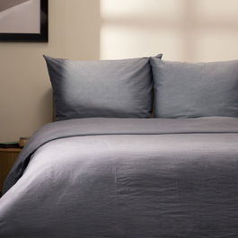 Lenjerie de pat King Size, Gossy, Homla, 3 piese, 200x220 cm, bumbac, albastru/gri