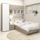 Oferta Dormitor copii pe colt RIALTO 2, Oak, Alb, Catifea Bej cu saltea inclusa