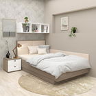 Oferta Pat copii de colt PRIMAVERA, Oak, Catifea Bej cu saltea inclusa