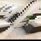 Oferta Pat tapitat de o persoana ARISA, 120x200, suport saltea, catifea Gri cu saltea inclusa