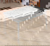 Masa de sufragerie extensibila, Beckley, Carrara, 132x79x76.5 cm, Alb/Gri