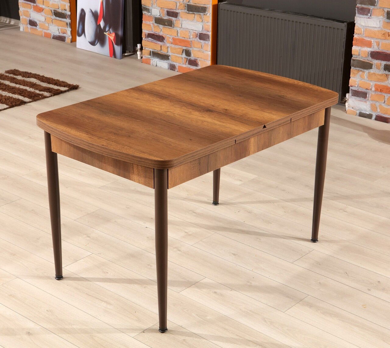 Masa de sufragerie extensibila, Beckley, Trend Barok, 132x79x76.5 cm, Nuc / Maro